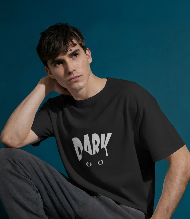 Dark Eyes Minimalist Oversized T-Shirt – Black