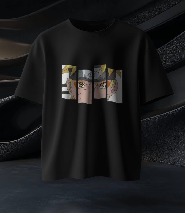Naruto Eyes – Premium Black Anime Graphic T-Shirt