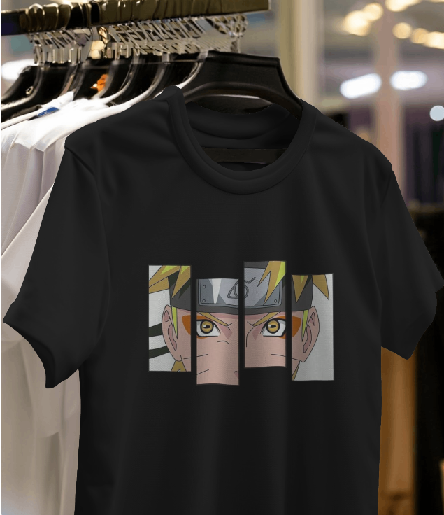 Naruto Eyes – Premium Black Anime Graphic T-Shirt
