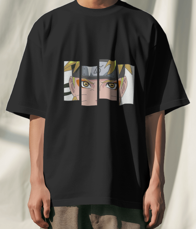 Naruto Eyes – Premium Black Anime Graphic T-Shirt
