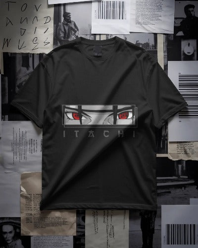 Itachi Eye Anime Graphic T-Shirt – Black Cotton Fan Art Tee