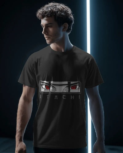 Itachi Eye Anime Graphic T-Shirt – Black Cotton Fan Art Tee